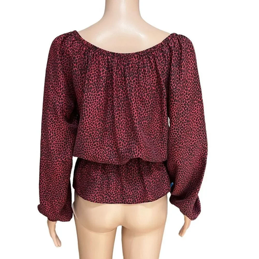 Michael Kors 100% Silk Peplum Long Sleeve Blouse Size Small loose fit